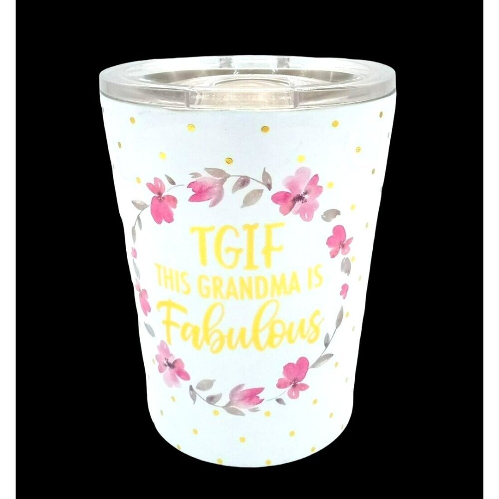 Mary Square TGIF This Grandma Is Fabulous Tumbler 12 Oz Stainless Steel Floral